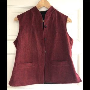 Wool red and black tweed Nehru vest